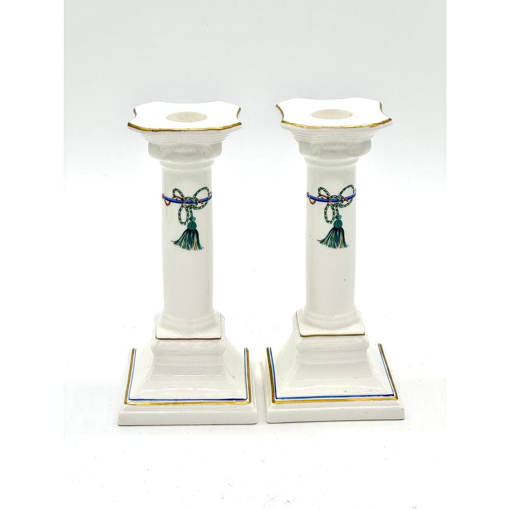 CandleHolders Vintage Villeroy & Boch Porcelain Column Tassle Design - France